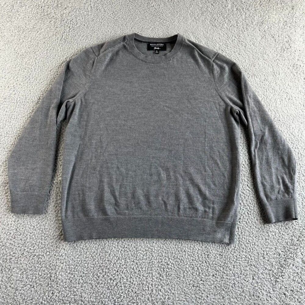 Banana Republic Sweater Mens Extra Large Gray Merino Wool Italian Yarn‎ Baruffa